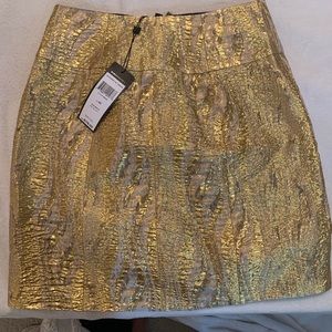 BCBG MAXAZRIA Gold Metallic Skirt